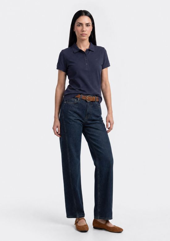 Foto do produto: Polo Feminina Bordada Em Malha Piquet - Azul