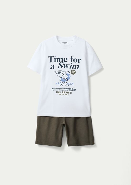 Foto do produto: Conjunto Infantil Menino Curto Com Estampa - Branco