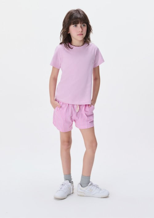 Foto do produto: Blusa Manga Curta Infantil Menina Em Malha - Rosa