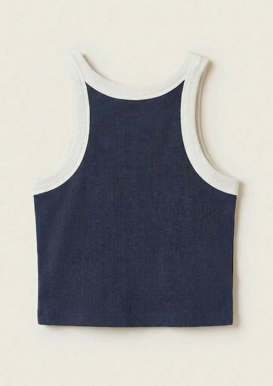 Foto do produto: Regata Cropped Infantil Menina Em Ribana - Azul