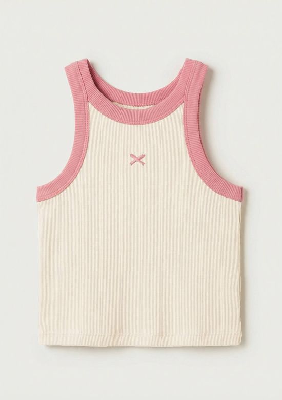 Foto do produto: Regata Cropped Infantil Menina Em Ribana - Creme