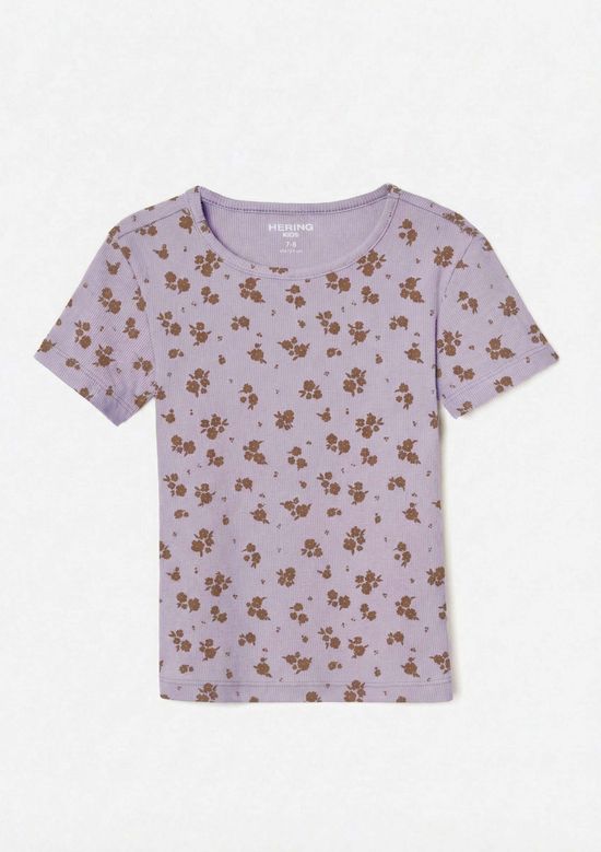 Foto do produto: Blusa Infantil Menina Manga Curta Em Ribana Estampada - Lilás