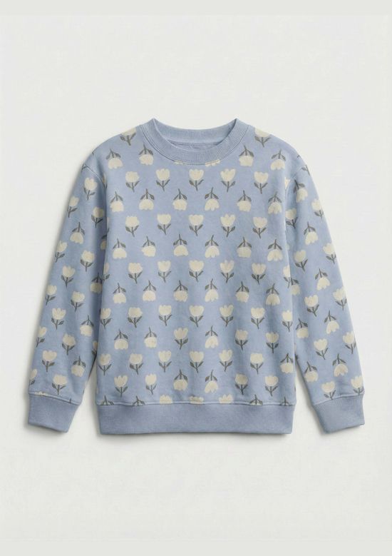 Foto do produto: Blusão Infantil Menina Oversized Em Moletom Estampado - Azul