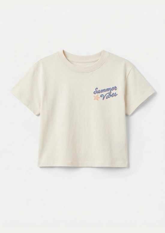 Foto do produto: Blusa Infantil Menina Box Com Estampa Frente E Costas - Off white
