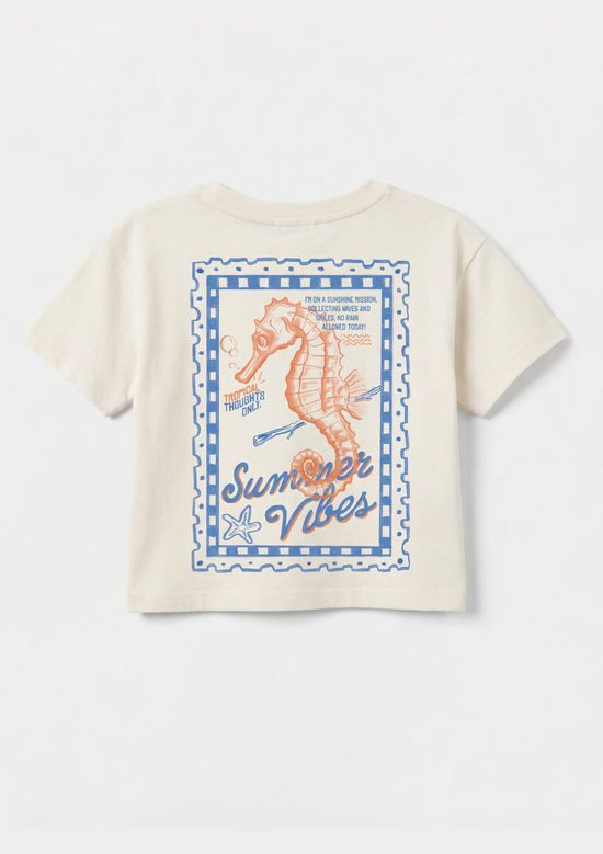Foto do produto: Blusa Infantil Menina Box Com Estampa Frente E Costas - Off white