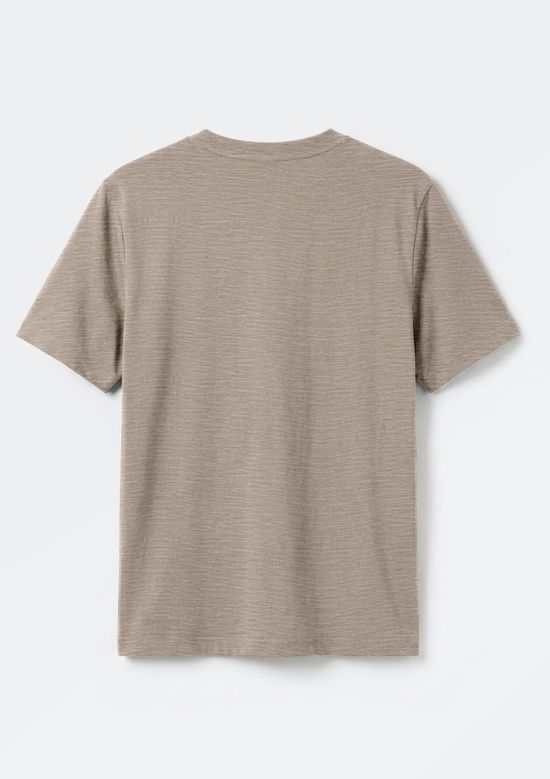Foto do produto: Camiseta Básica Masculina Slim Gola V Em Malha Flamê - Bege