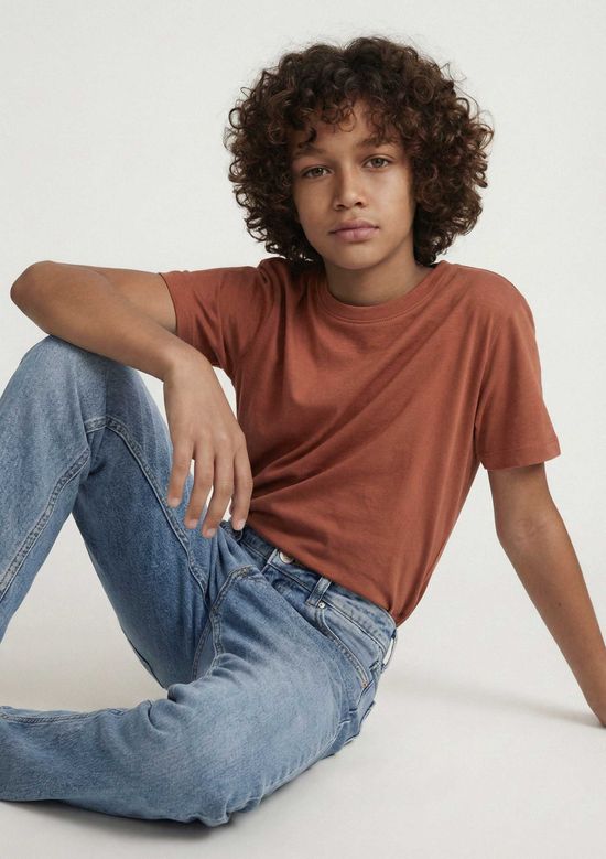 Foto do produto: Camiseta Básica Infantil Menino Manga Curta Slim - Laranja