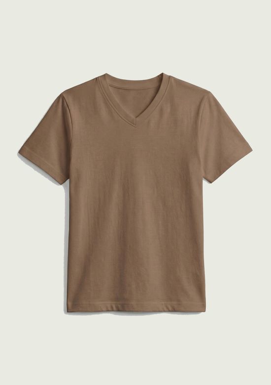Foto do produto: Camiseta Infantil Menino Manga Curta Gola V - Marrom