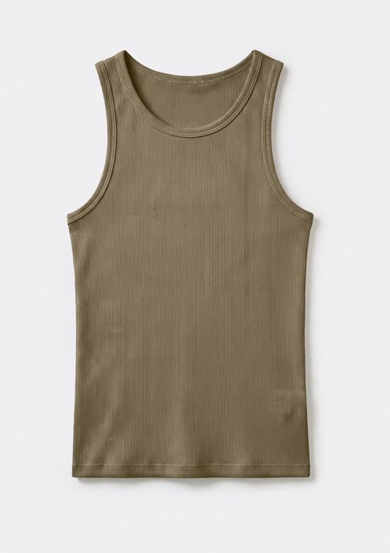 Foto do produto: Regata Básica Masculina Slim Em Ribana Canelada - Verde