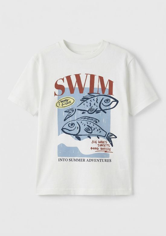 Foto do produto: Camiseta Infantil Menino Manga Curta Com Estampa - Branco