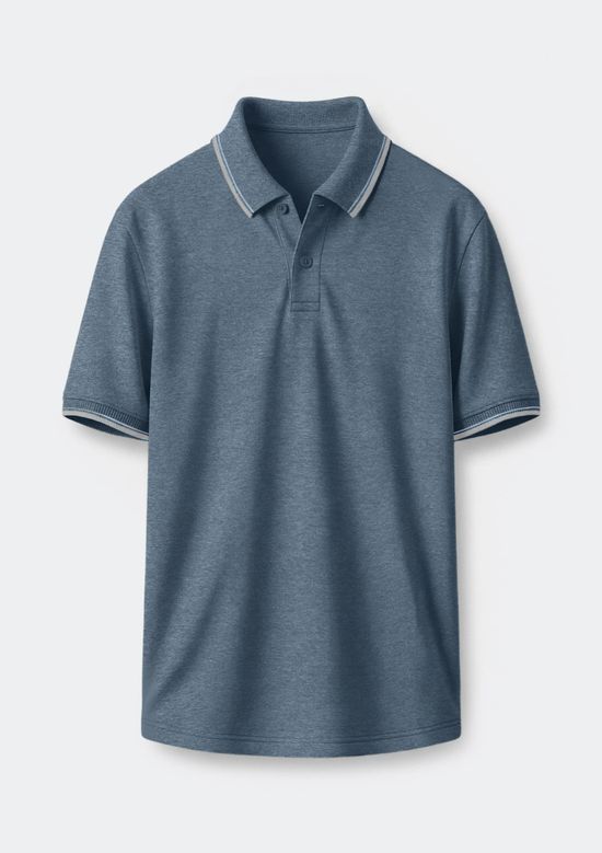 Foto do produto: Camisa Polo Básica Masculina Manga Curta Em Piquet - Azul