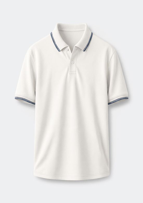 Foto do produto: Camisa Polo Básica Masculina Manga Curta Em Piquet - Off white