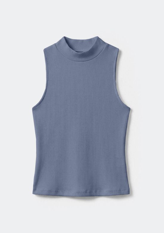 Foto do produto: Regata Feminina Gola Alta Canelada - Azul