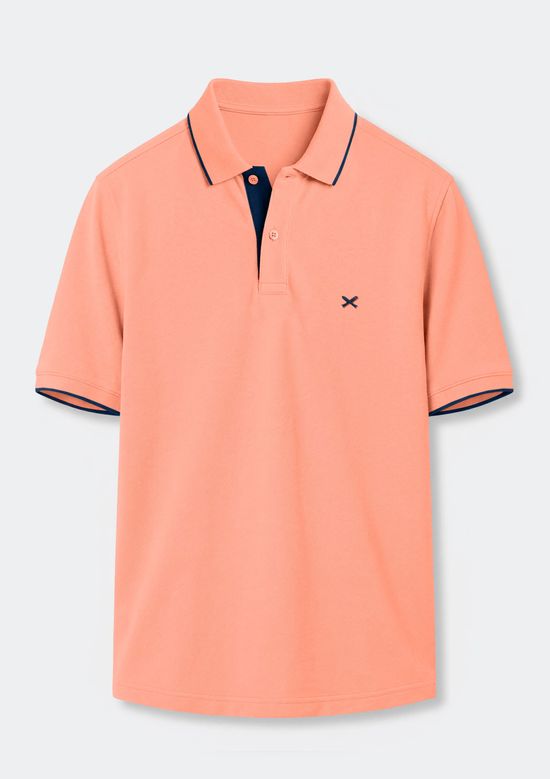 Foto do produto: Camisa Polo Básica Masculina Em Piquet Com Bordado - Laranja