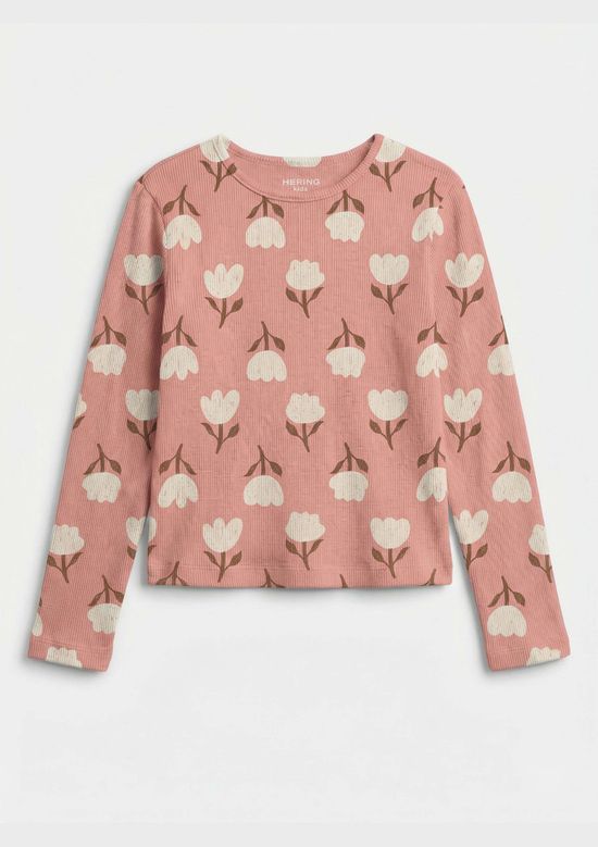 Foto do produto: Blusa Infantil Menina Manga Longa Em Ribana - Rosa