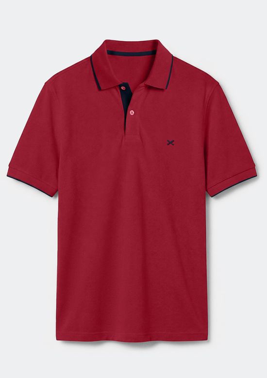 Foto do produto: Camisa Polo Básica Masculina Em Piquet Com Bordado - Vermelho