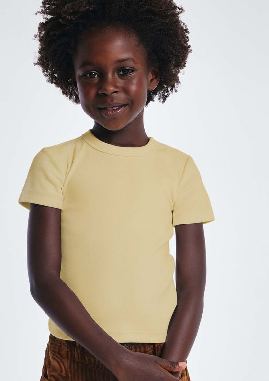 Foto do produto: Blusa Infantil Menina Em Ribana Canelada - Amarelo