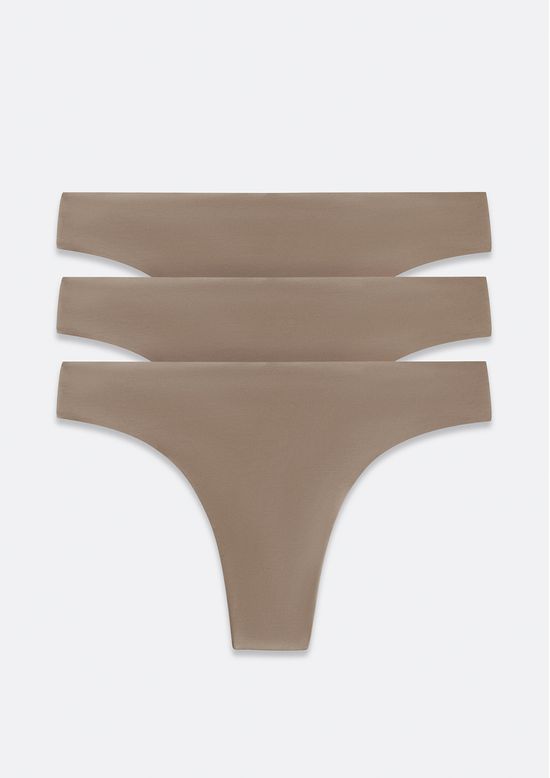 Foto do produto: Kit 3 Calcinhas Tanga Fio Corte a Laser - Marrom