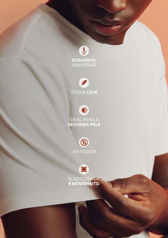 Foto do produto: Camiseta Masculina Manga Curta Segunda Pele Hering Aquece - Branco