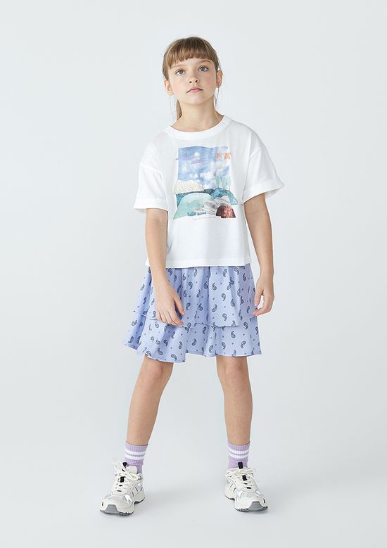 Foto do produto: Saia Infantil Curta Estampada Em Viscose - Roxo