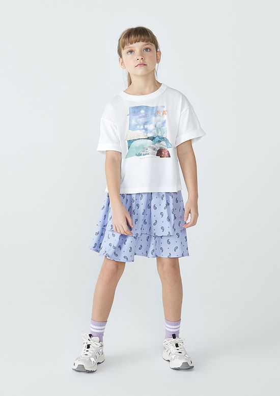 Foto do produto: Saia Infantil Curta Estampada Em Viscose - Roxo