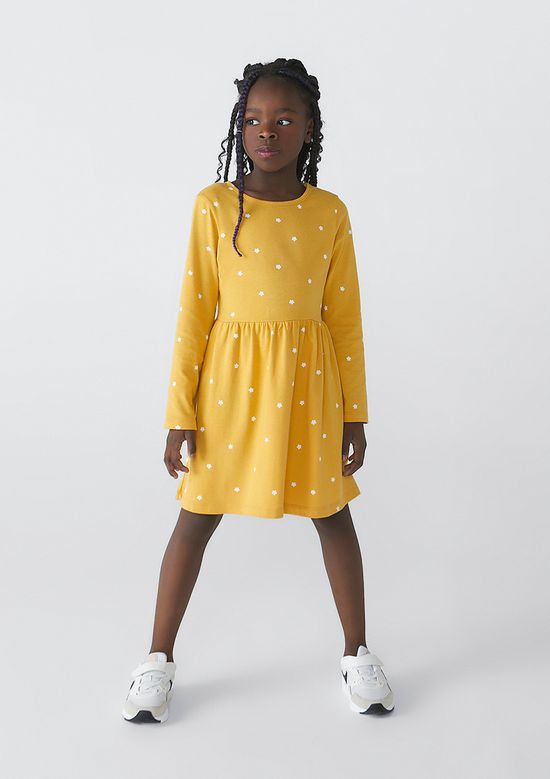 Foto do produto: Vestido Curto Infantil Estampado Manga Longa - Amarelo