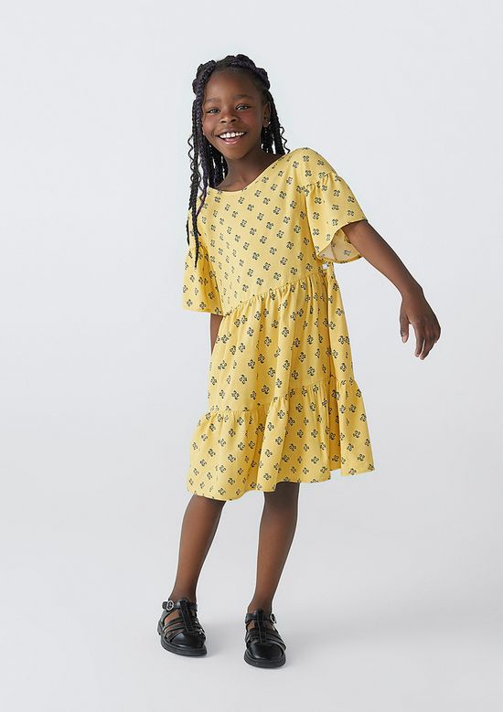 Foto do produto: Vestido Curto Infantil Em Viscose Estampada Hering Kids - Amarelo