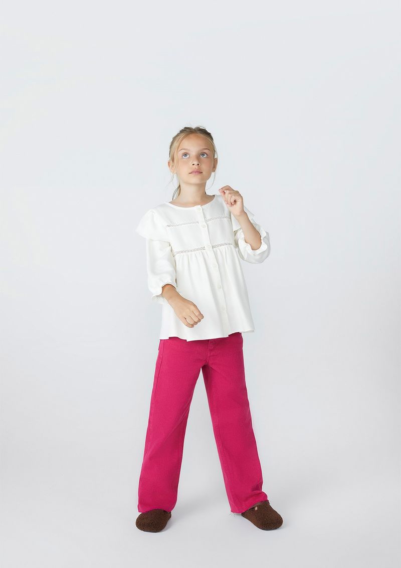 Calça Infantil Menina Wide Leg Em Sarja - Hering Store