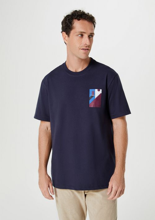 Camiseta Masculina Super Cotton Com Estampa - Azul