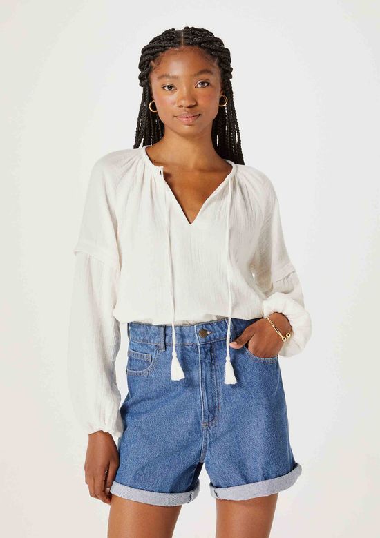 Foto do produto: Blusa Feminina Manga Longa Bufante - Off White