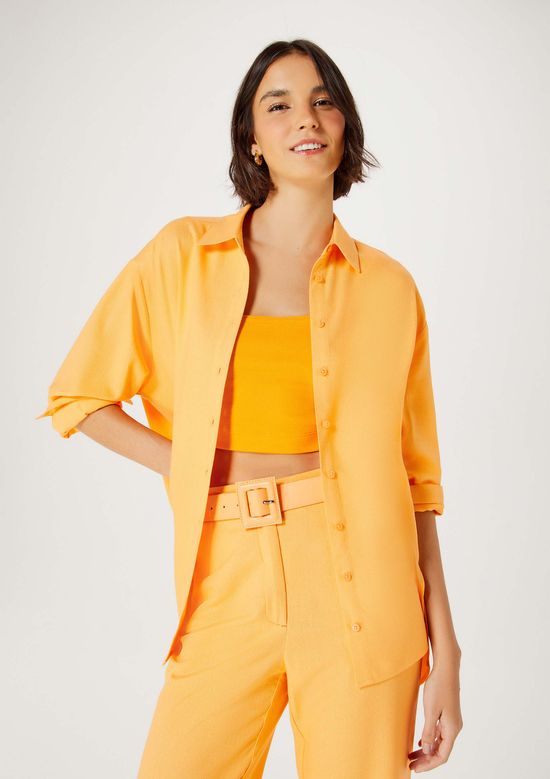 Foto do produto: Camisa Feminina Manga Longa Ampla - Laranja