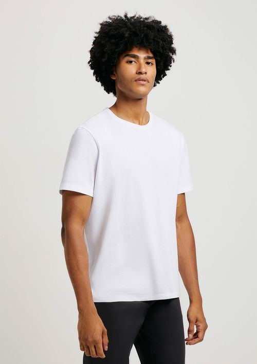 Camiseta Básica Masculina Manga Curta Pima - Branco
