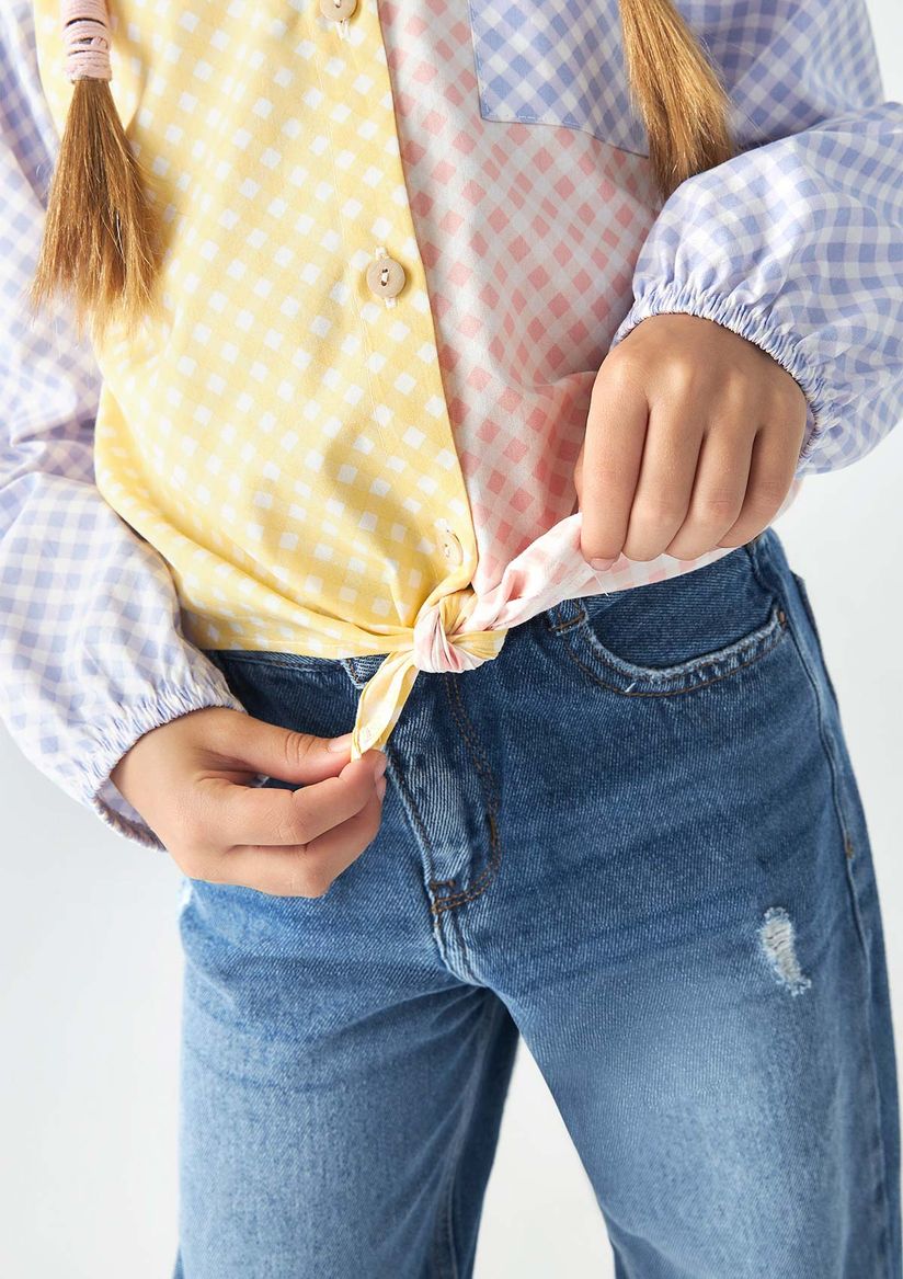 Camisa Manga Longa Infantil Menina Xadrez - lojasbesni