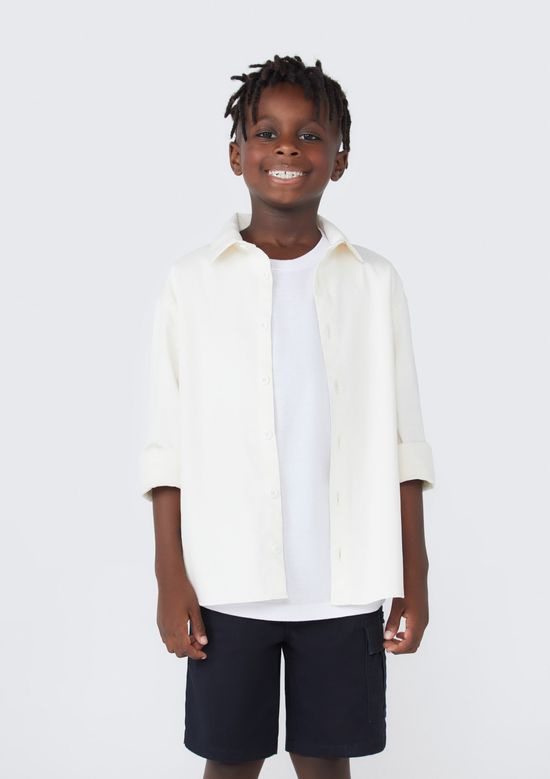 Foto do produto: Camisa Infantil Menino Manga Longa Em Sarja - Off White