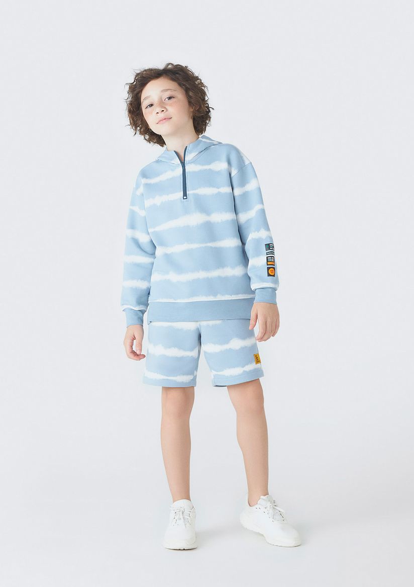 Blus o Infantil Menino Com Tie Dye Em Moletom Azul