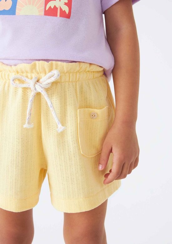 Foto do produto: Shorts Infantil Menina Toddler Clochard Em Malha Texturizada - Amarelo