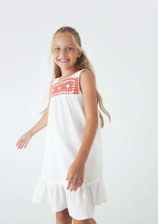 Foto do produto: Vestido Midi Infantil Com Babados Em Tecido - Off White