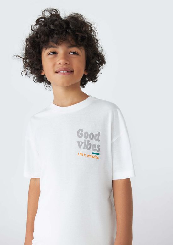 Foto do produto: Camiseta Infantil Menino Manga Curta Estampada Oversized - Off White