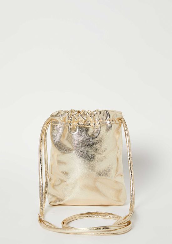 Foto do produto: Bolsa Tiracolo Feminina Pequena Metalizada - Dourado