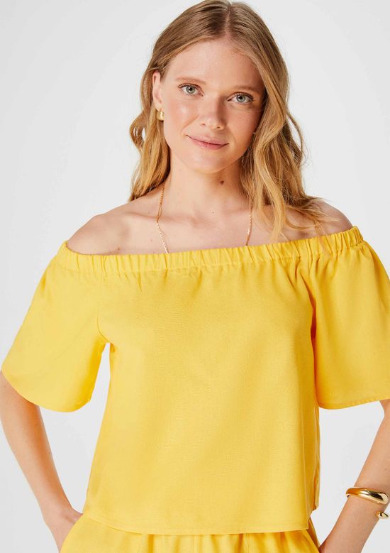 Foto do produto: Blusa Feminina Ombro A Ombro Com Elástico - Amarelo