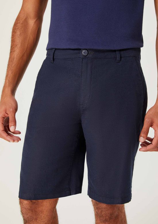 Foto do produto: Bermuda Masculina Rústica Em Linho - Azul