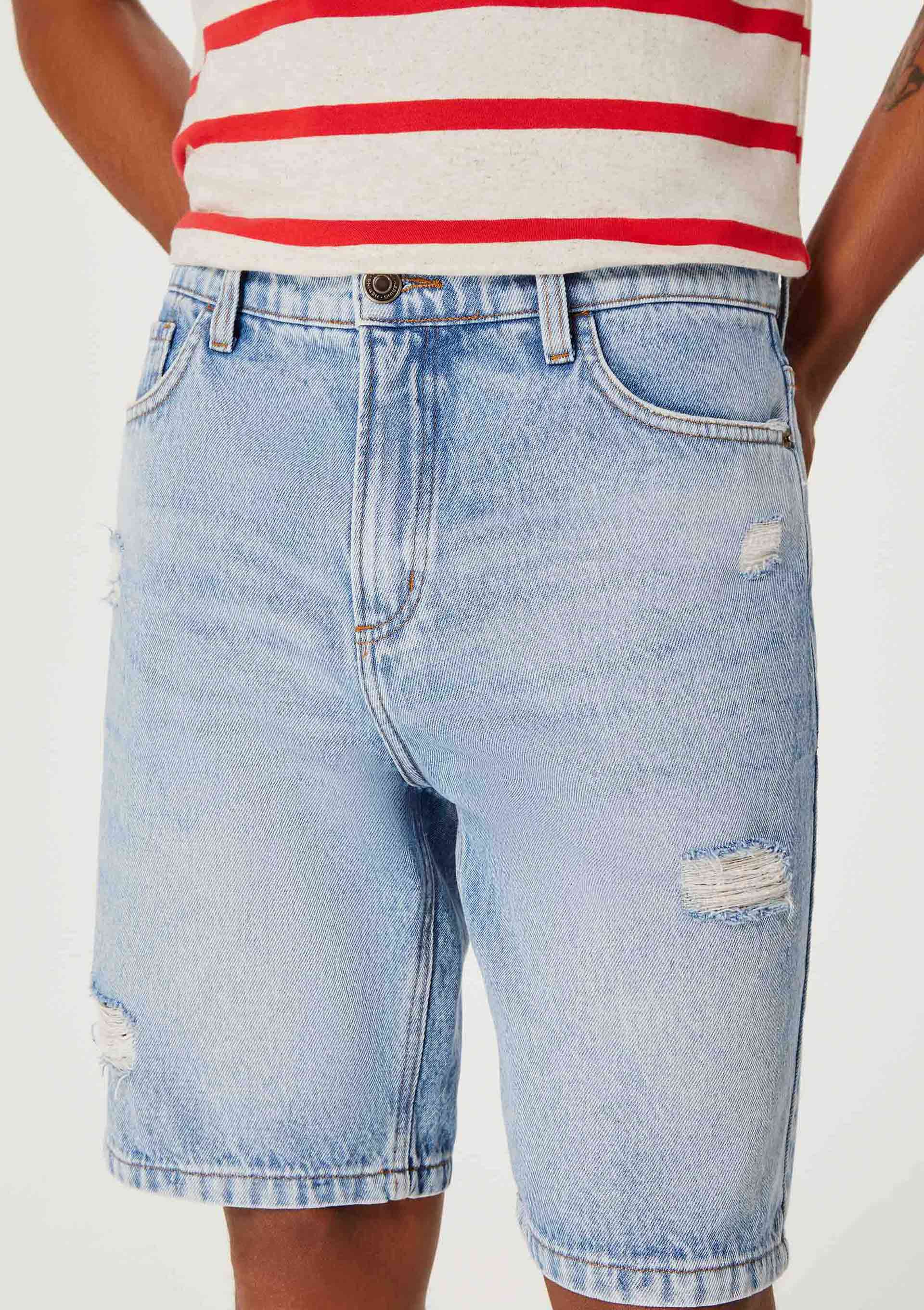 Bermuda Masculina Jeans c/ Puídos Média