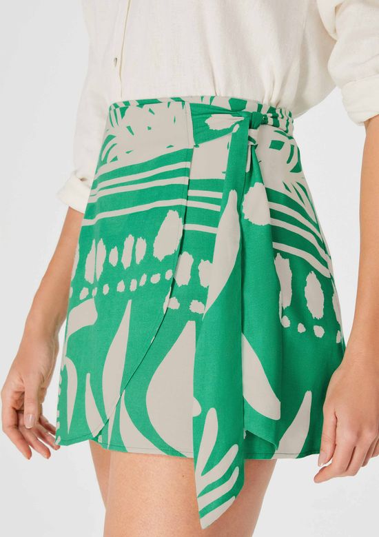 Foto do produto: Saia Curta Envelope Estampada - Verde
