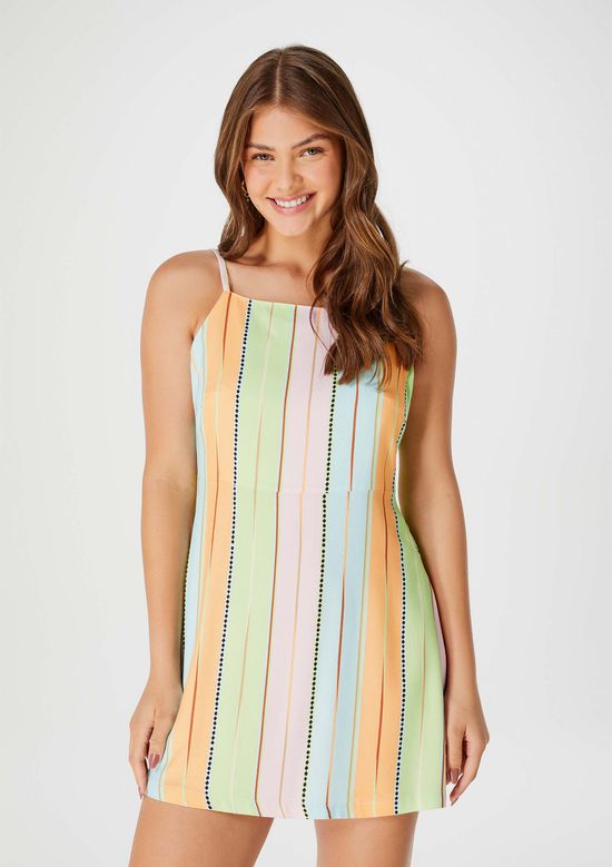 Foto do produto: Vestido Curto Com Costas Abertas Estampado - Laranja