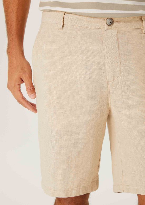 Foto do produto: Bermuda Masculina Rústica Em Linho - Bege