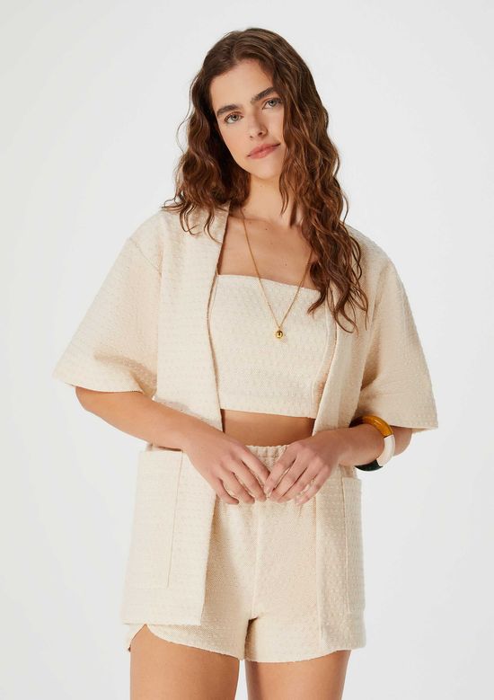 Foto do produto: Kimono Feminino Texturizado Em Malha Eco - Bege