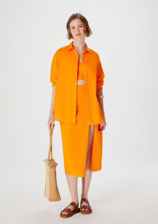 Foto do produto: Top Cropped Feminino Com Alças E Decote Princesa - Laranja