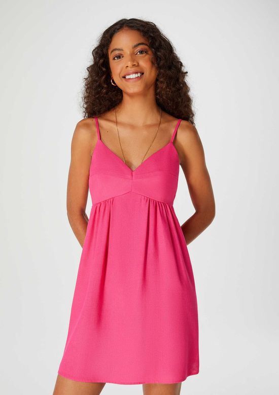 Foto do produto: Vestido Curto Evasê Com Lastex - Rosa