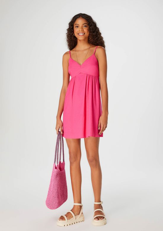 Foto do produto: Vestido Curto Evasê Com Lastex - Rosa