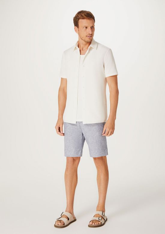 Foto do produto: Bermuda Masculina Fio Tinto Listrada Em Linho - Azul